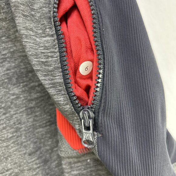 Lululemon Women’s Stride Jacket II Hoodie Full-Zip Size 6 Grey Red Activewear - Picture 7 of 9